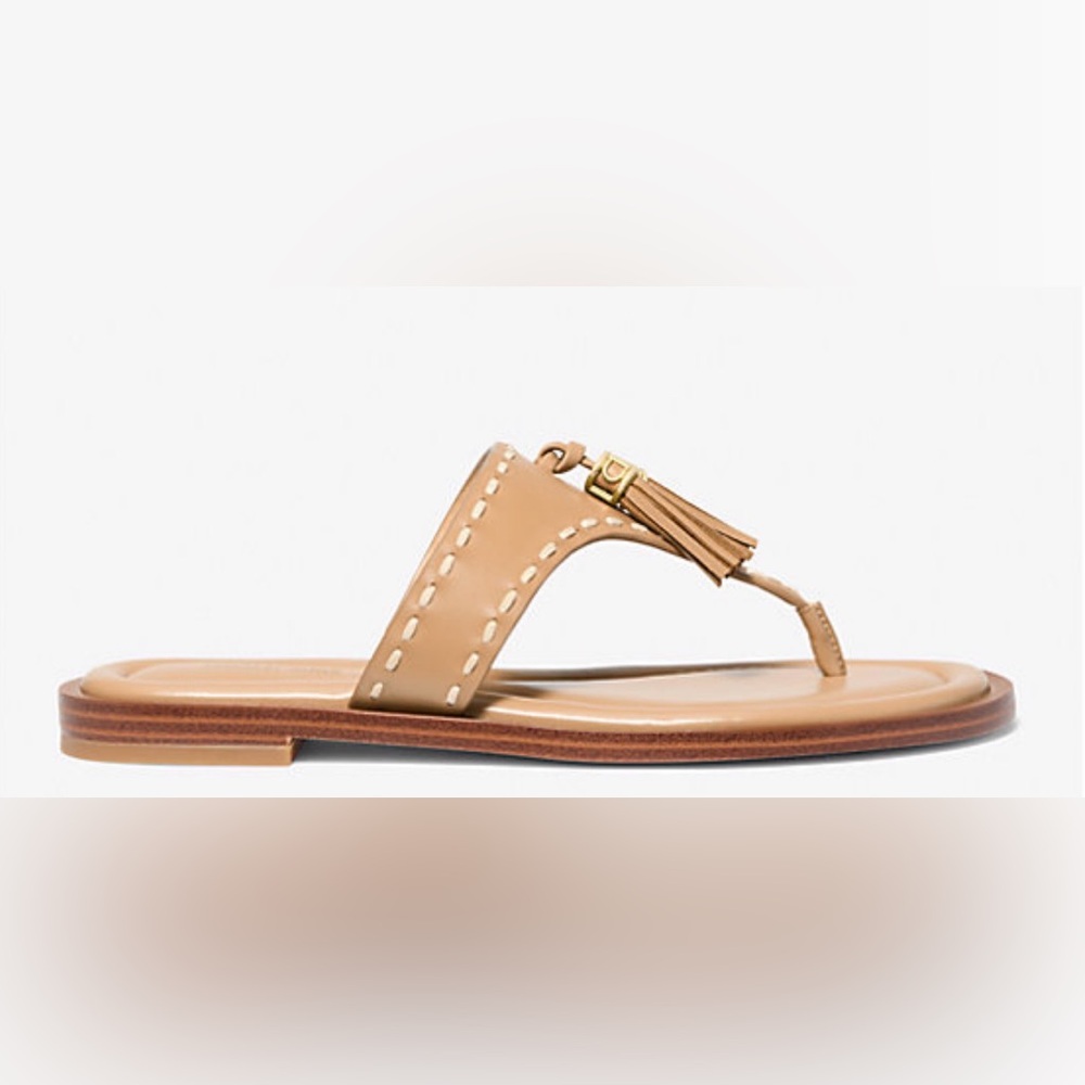 Michael Kors Tan Leather Sandals with Tassel Detail - Picture 2 of 3